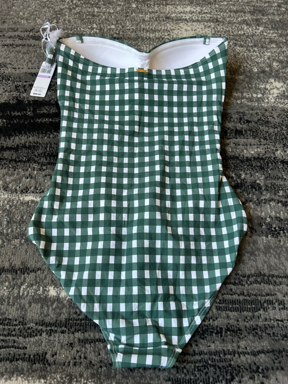 NWT ANNE COLE Gingham Ruched One Piece Bathing Suit - Picture 8 of 12